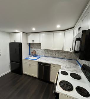 Kitchen remodeling project with improved layout and finishes